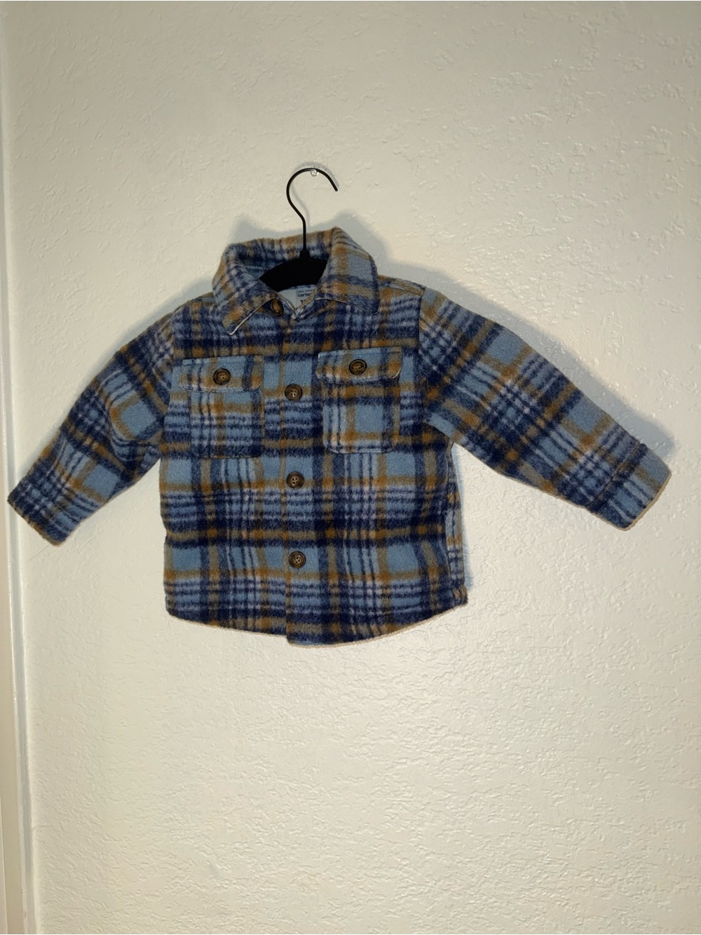 Carter's Blue and Tan Plaid Kids Button-Up Jacket